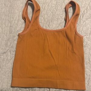 Rue21 Orange Ribbed Crop Tank Top